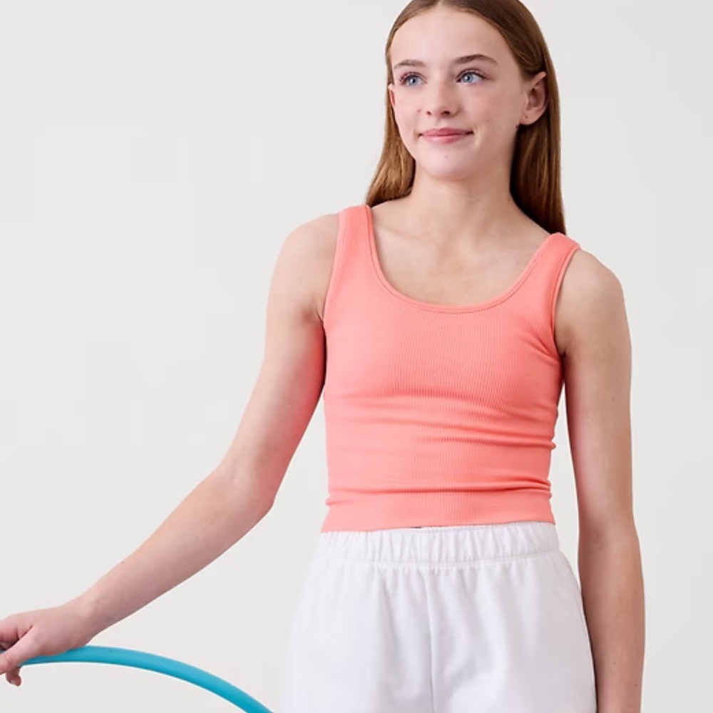 Athleta girl rise above crop rib tank mimosa pink